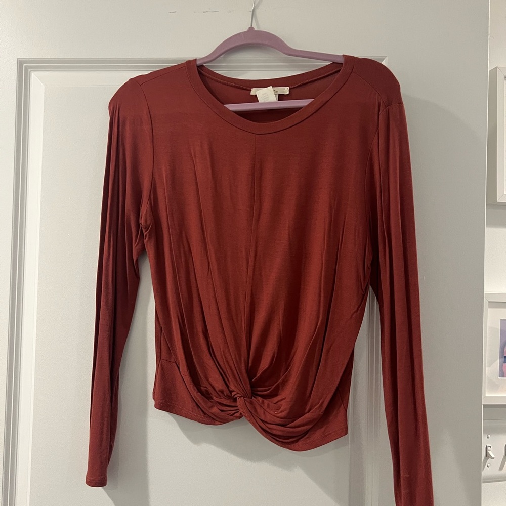 Gaze long sleeve crop top  - M - burnt orange